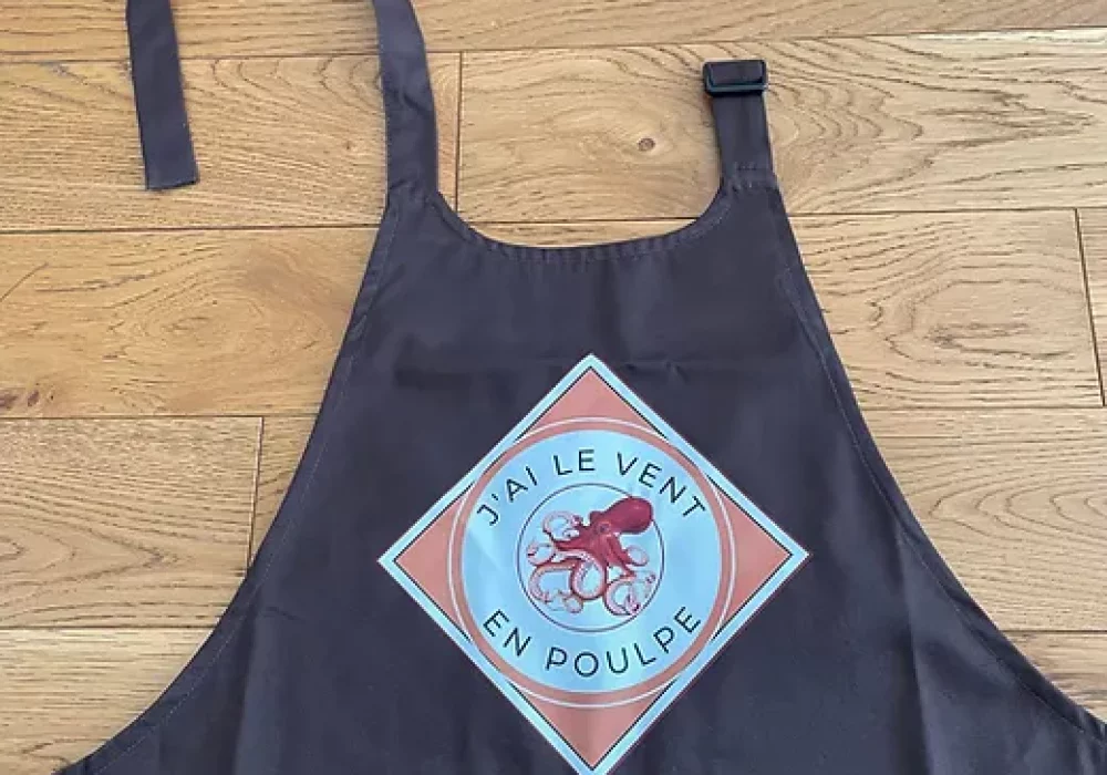 Tablier avec poche en coton Bio « J’ai le vent en poulpe »
